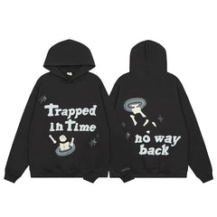 Broken Planet Trapped in Time Black Skull UFO Hoodie